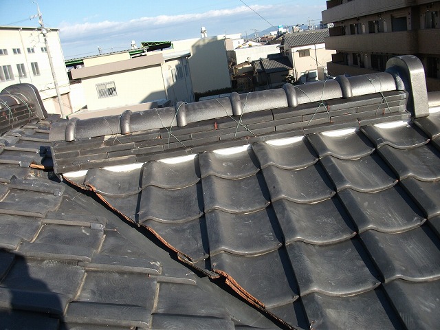 漆喰工事後の屋根